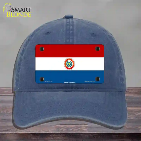 Paraguay-OBV Flag Novelty License Plate Hat Unconstructed Cotton / Navy