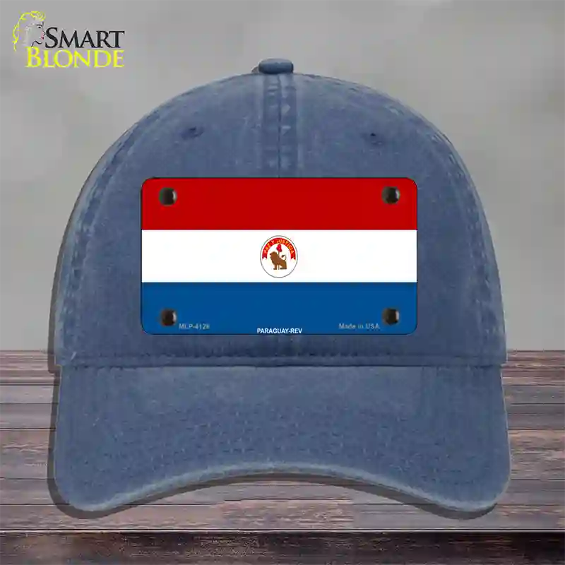 Paraguay-REV Flag Novelty License Plate Hat Unconstructed Cotton / Navy