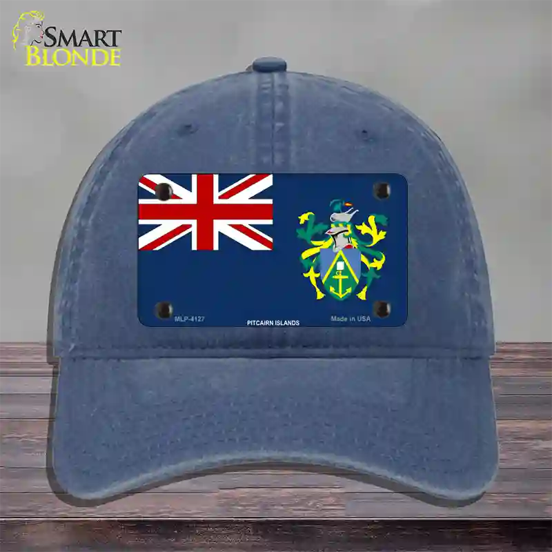 Pitcairn Islands Flag Novelty License Plate Hat Unconstructed Cotton / Navy