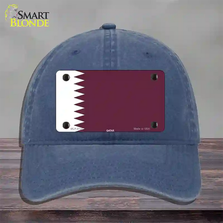 Qatar Flag Novelty License Plate Hat Unconstructed Cotton / Navy