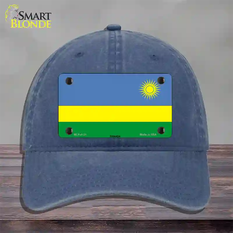 Rwanda Flag Novelty License Plate Hat Unconstructed Cotton / Navy