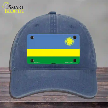 Rwanda Flag Novelty License Plate Hat Unconstructed Cotton / Navy