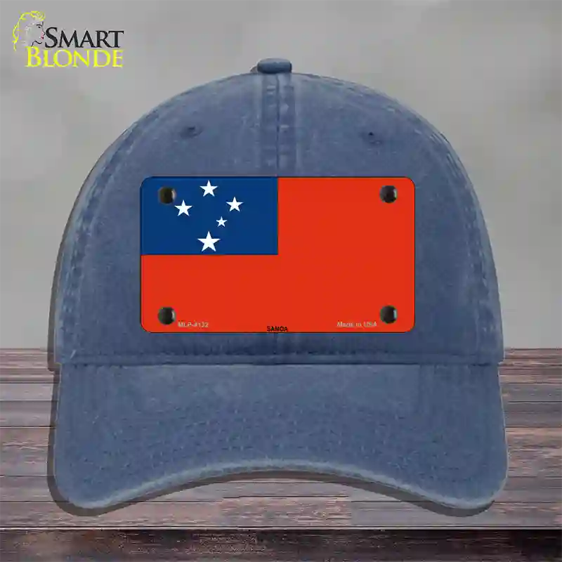 Samoa Flag Novelty License Plate Hat Unconstructed Cotton / Navy