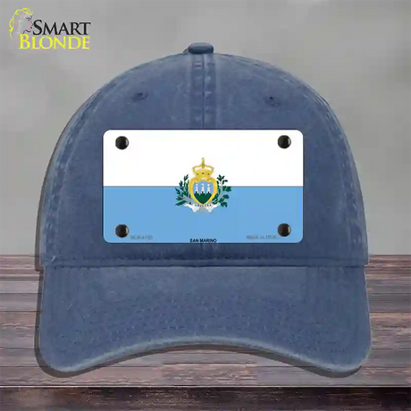 San Marino Flag Novelty License Plate Hat Unconstructed Cotton / Navy