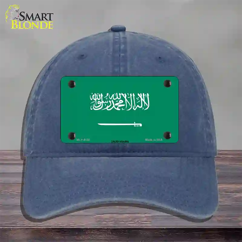 Saudi Arabia Flag Novelty License Plate Hat Unconstructed Cotton / Navy