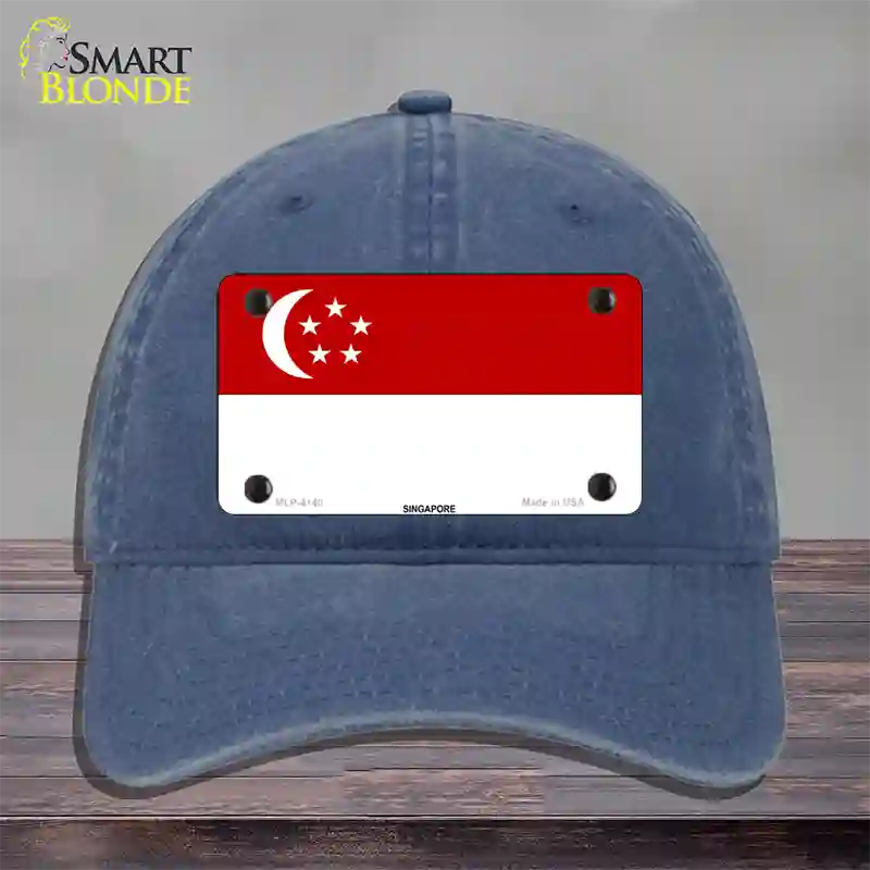 Singapore Flag Novelty License Plate Hat Unconstructed Cotton / Navy