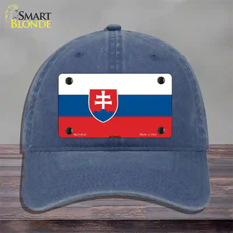 Slovakia Flag Novelty License Plate Hat Unconstructed Cotton / Navy