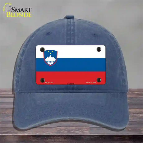 Slovenia Flag Novelty License Plate Hat Unconstructed Cotton / Navy