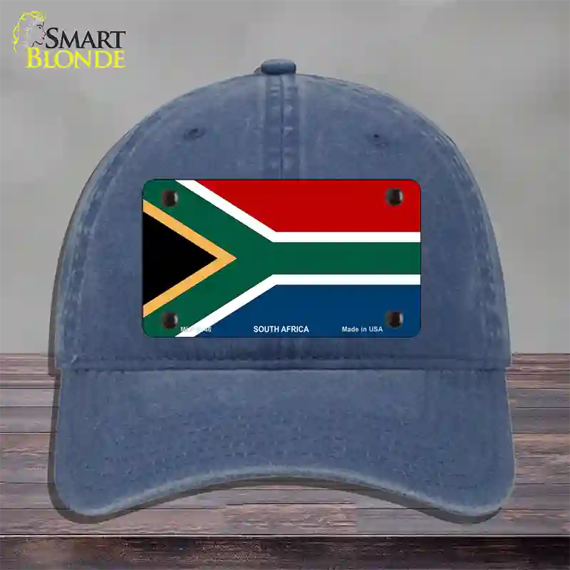 South Africa Flag Novelty License Plate Hat Unconstructed Cotton / Navy