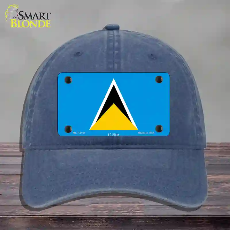 St Lucia Flag Novelty License Plate Hat Unconstructed Cotton / Navy