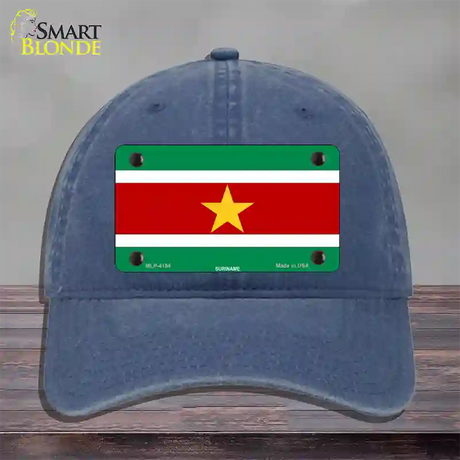 Suriname Flag Novelty License Plate Hat Unconstructed Cotton / Navy