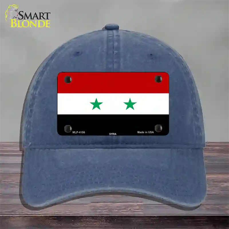 Syria Flag Novelty License Plate Hat Unconstructed Cotton / Navy