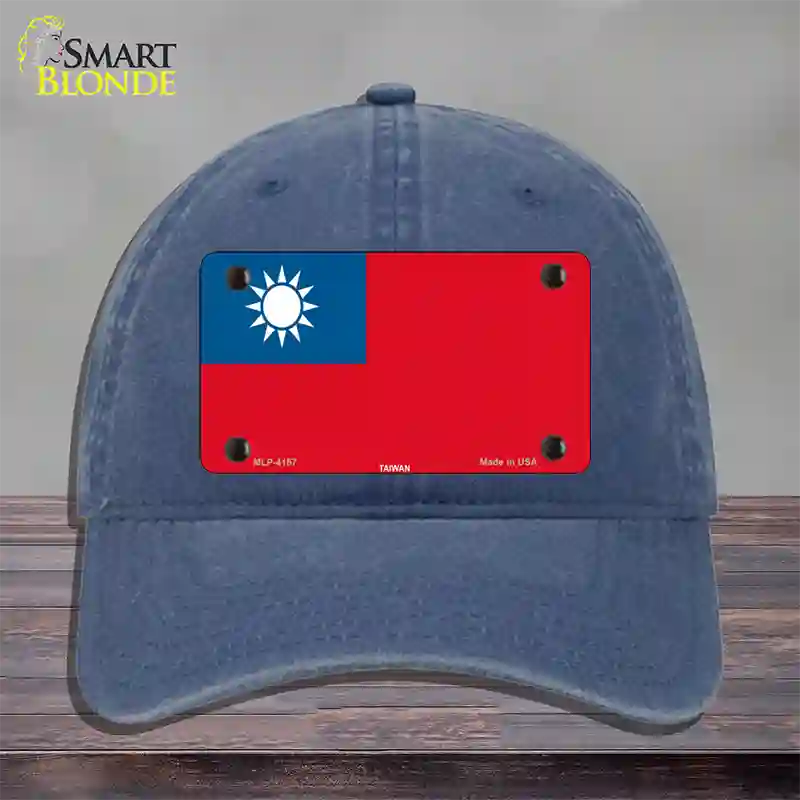 Taiwan Flag Novelty License Plate Hat Unconstructed Cotton / Navy