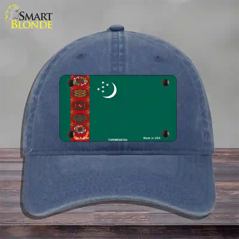 Turkmenistan Flag Novelty License Plate Hat Unconstructed Cotton / Navy