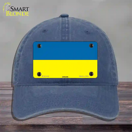 Ukraine Flag Novelty License Plate Hat Unconstructed Cotton / Navy