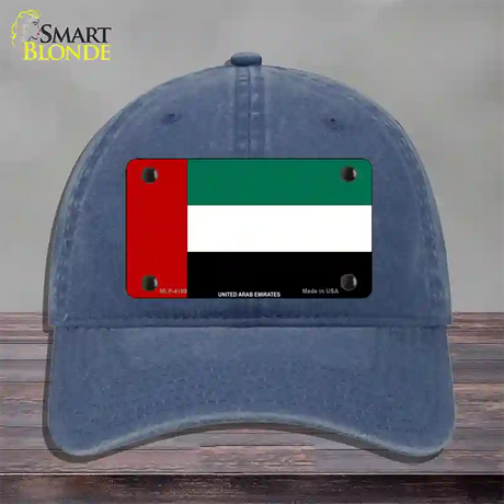 United Arab Emirates Flag Novelty License Plate Hat Unconstructed Cotton / Navy