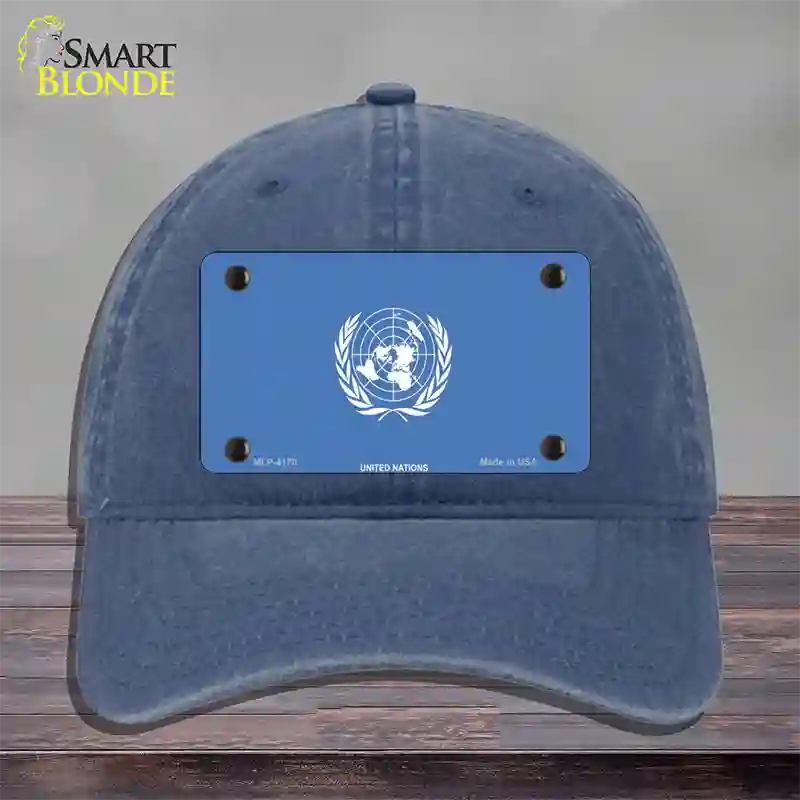 United Nations Flag Novelty License Plate Hat Unconstructed Cotton / Navy