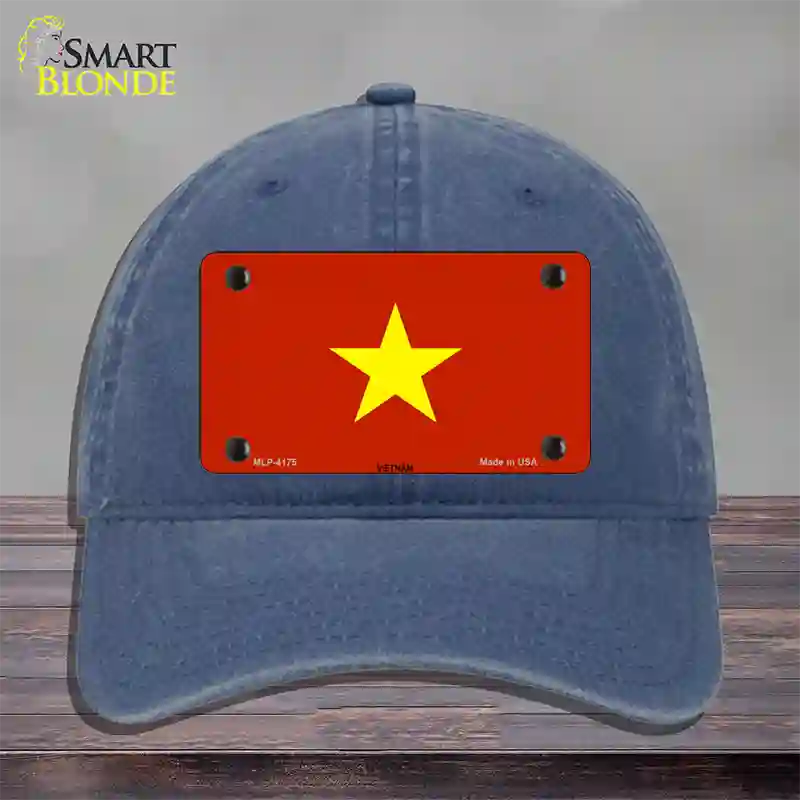 Vietnam Flag Novelty License Plate Hat Unconstructed Cotton / Navy