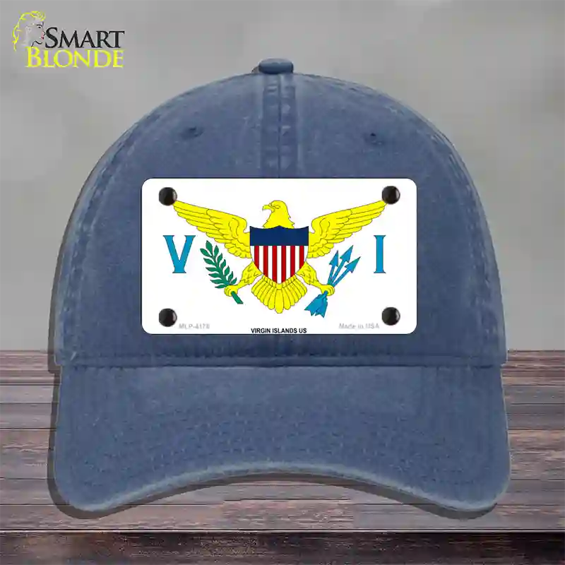 Virgin Islands US Flag Novelty License Plate Hat Unconstructed Cotton / Navy