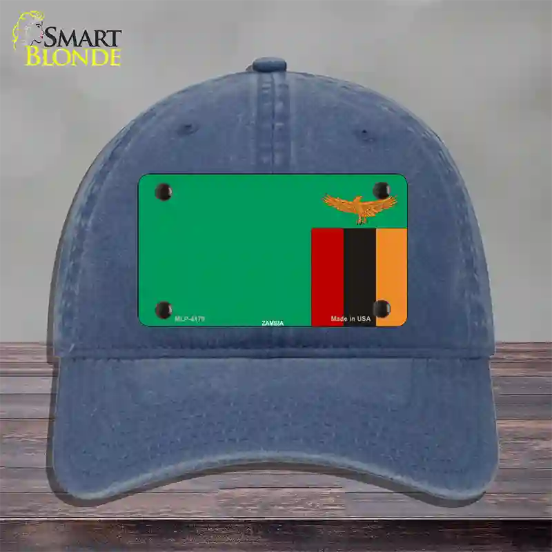 Zambia Flag Novelty License Plate Hat Unconstructed Cotton / Navy