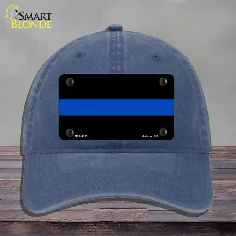 Thin Blue Line Police Novelty License Plate Hat Unconstructed Cotton / Navy