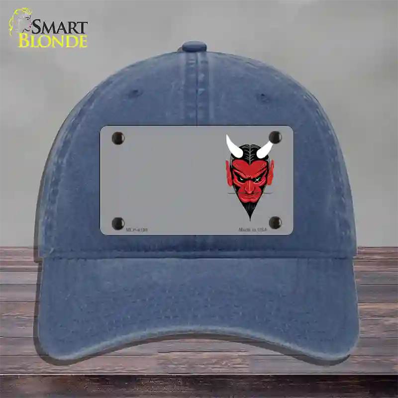 Devil Offset Novelty License Plate Hat Unconstructed Cotton / Navy