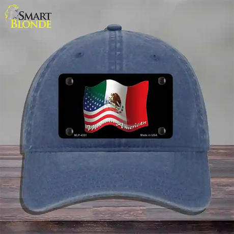 Mexican American Flag Novelty License Plate Hat Unconstructed Cotton / Navy