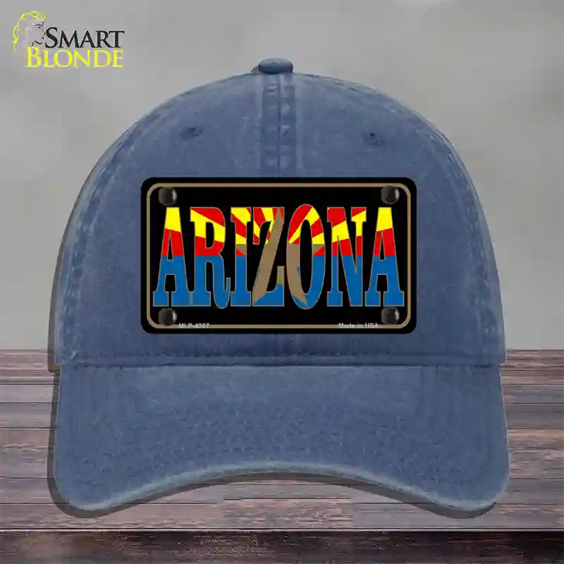 Arizona Inlayed State Flag Novelty License Plate Hat Unconstructed Cotton / Navy