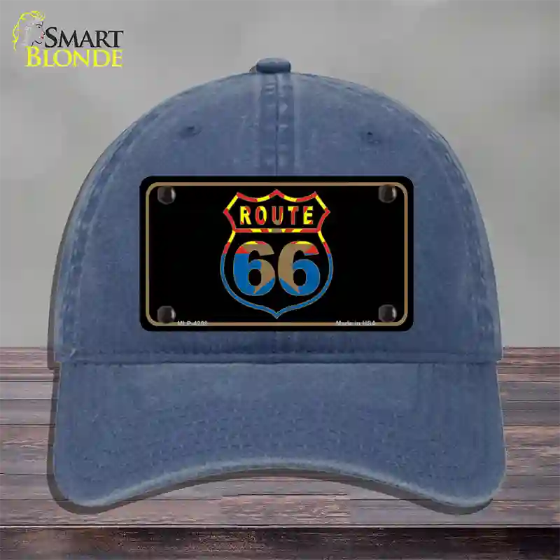 Route 66 Logo Arizona Flag Novelty License Plate Hat Unconstructed Cotton / Navy