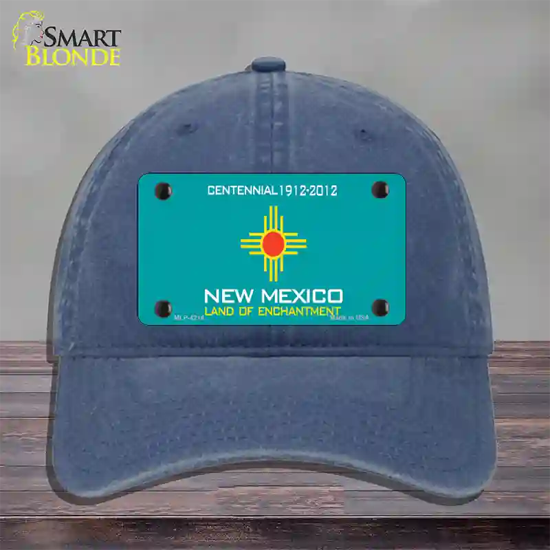 New Mexico Teal State Blank Novelty License Plate Hat Unconstructed Cotton / Navy