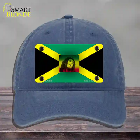 Jamaica Flag Bob Marley Novelty License Plate Hat Unconstructed Cotton / Navy