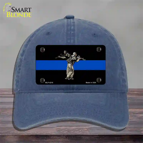 Thin Blue Line Police SWAT Novelty License Plate Hat Unconstructed Cotton / Navy