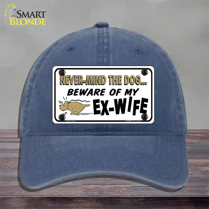 Beware Of My Ex-Wife Novelty License Plate Hat Unconstructed Cotton / Navy