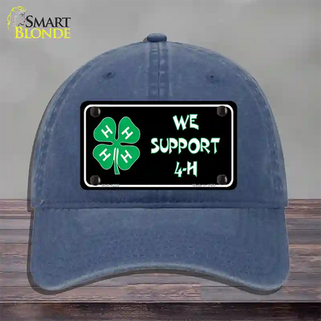 We Support 4-H Novelty License Plate Hat Unconstructed Cotton / Navy