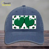 Green White Polka Dot Green Centered Hearts Novelty License Plate Hat Unconstructed Cotton / Navy