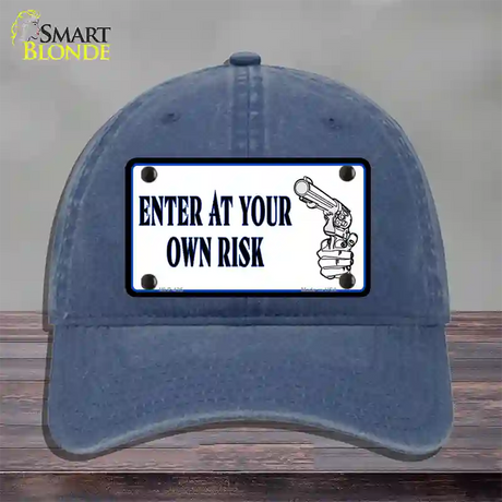 Enter At Own Risk Novelty License Plate Hat Unconstructed Cotton / Navy