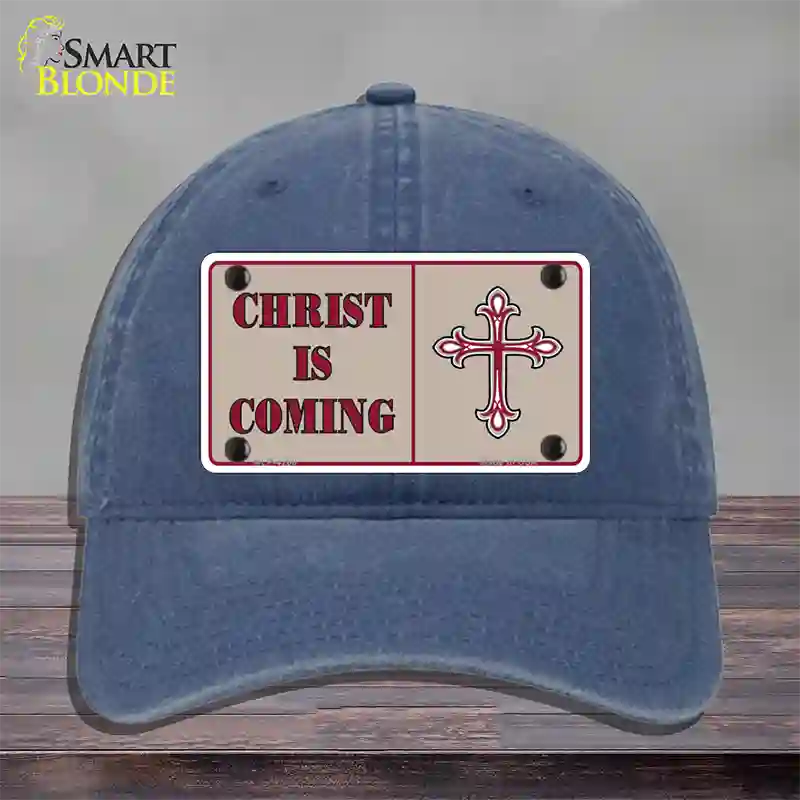 Christ Is Coming Novelty License Plate Hat Unconstructed Cotton / Navy