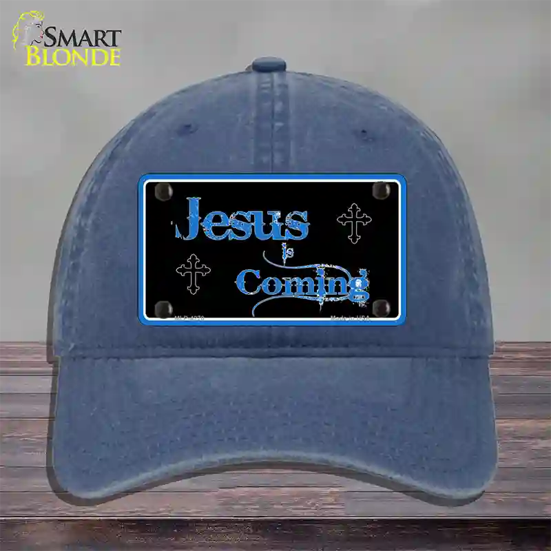 Jesus Is Coming Novelty License Plate Hat Unconstructed Cotton / Navy