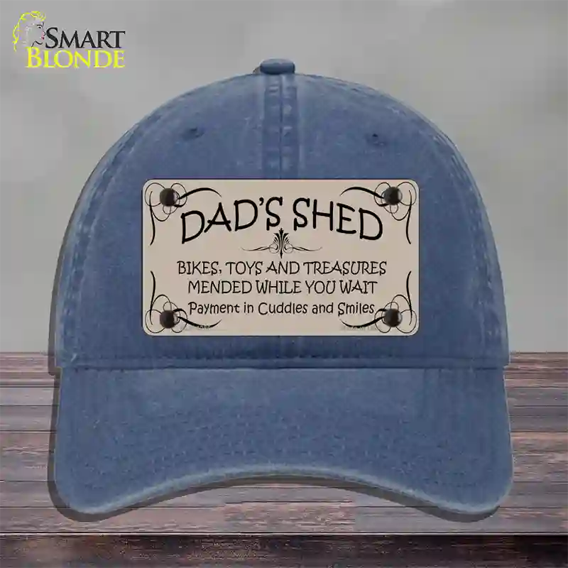 Dads Shed Novelty License Plate Hat Unconstructed Cotton / Navy