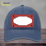 Red White Quatrefoil Center Scallop Novelty License Plate Hat Unconstructed Cotton / Navy