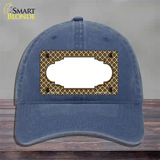 Brown White Quatrefoil Center Scallop Novelty License Plate Hat Unconstructed Cotton / Navy