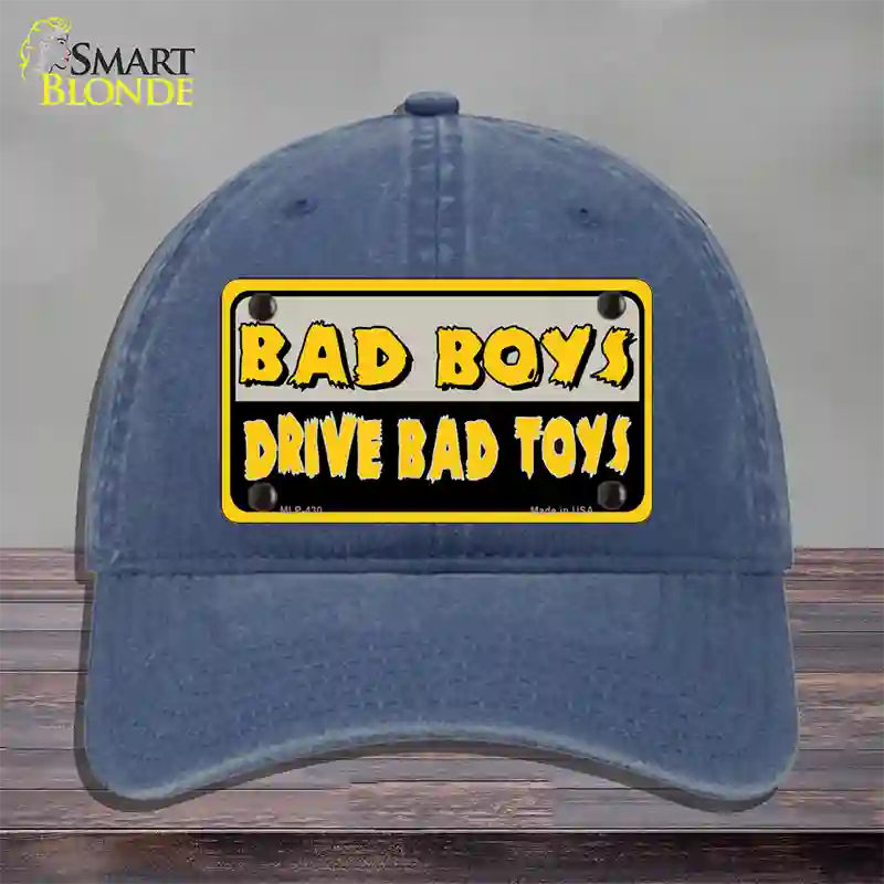 Bad Boys Drive Bad Toys Novelty License Plate Hat Unconstructed Cotton / Navy