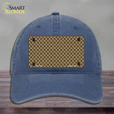 Brown White Quatrefoil Novelty License Plate Hat Unconstructed Cotton / Navy
