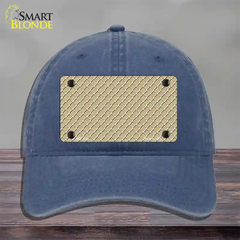 Gold White Quatrefoil Novelty License Plate Hat Unconstructed Cotton / Navy