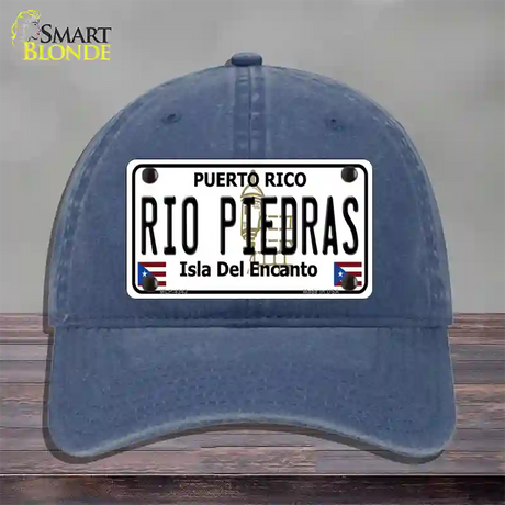 Rio Piedra Puerto Rico Novelty License Plate Hat Unconstructed Cotton / Navy