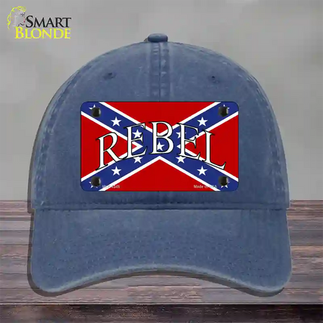 Rebel Confederate Flag Novelty License Plate Hat Unconstructed Cotton / Navy