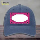 Scallop Pink White Polka Dot Novelty License Plate Hat Unconstructed Cotton / Navy