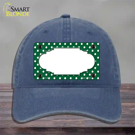 Scallop Green White Polka Dot Novelty License Plate Hat Unconstructed Cotton / Navy