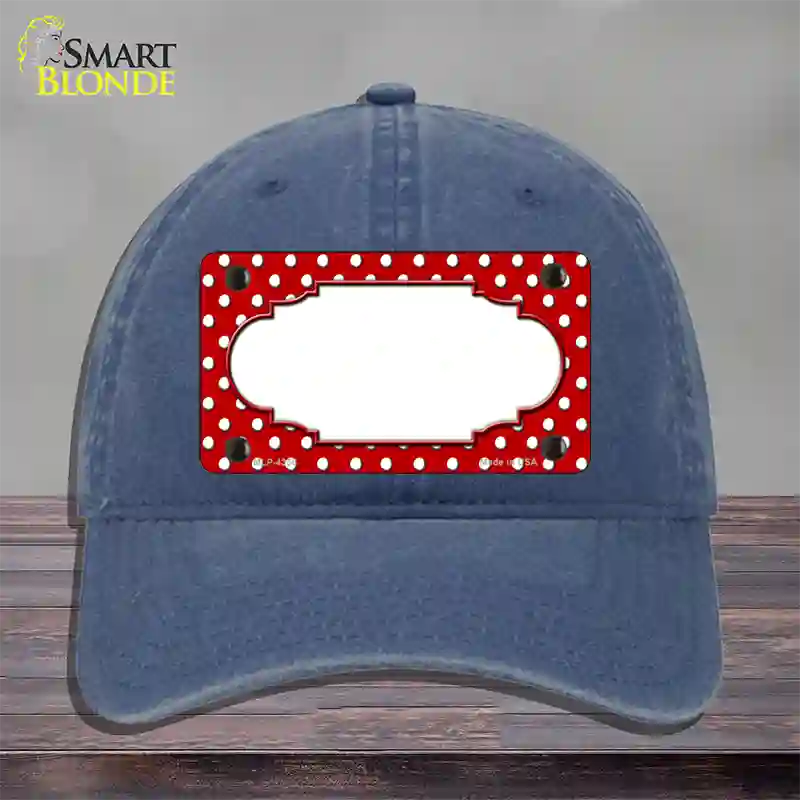 Scallop Red White Polka Dot Novelty License Plate Hat Unconstructed Cotton / Navy