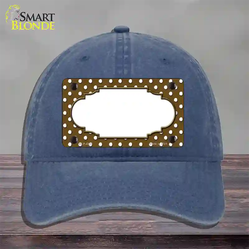 Scallop Brown White Polka Dot Novelty License Plate Hat Unconstructed Cotton / Navy